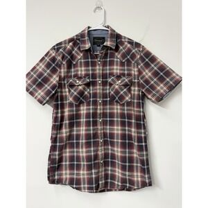 Threadgrit Shirt Mens Size Small Pearl Snap Short Sleeve Plaid Western Rodeo